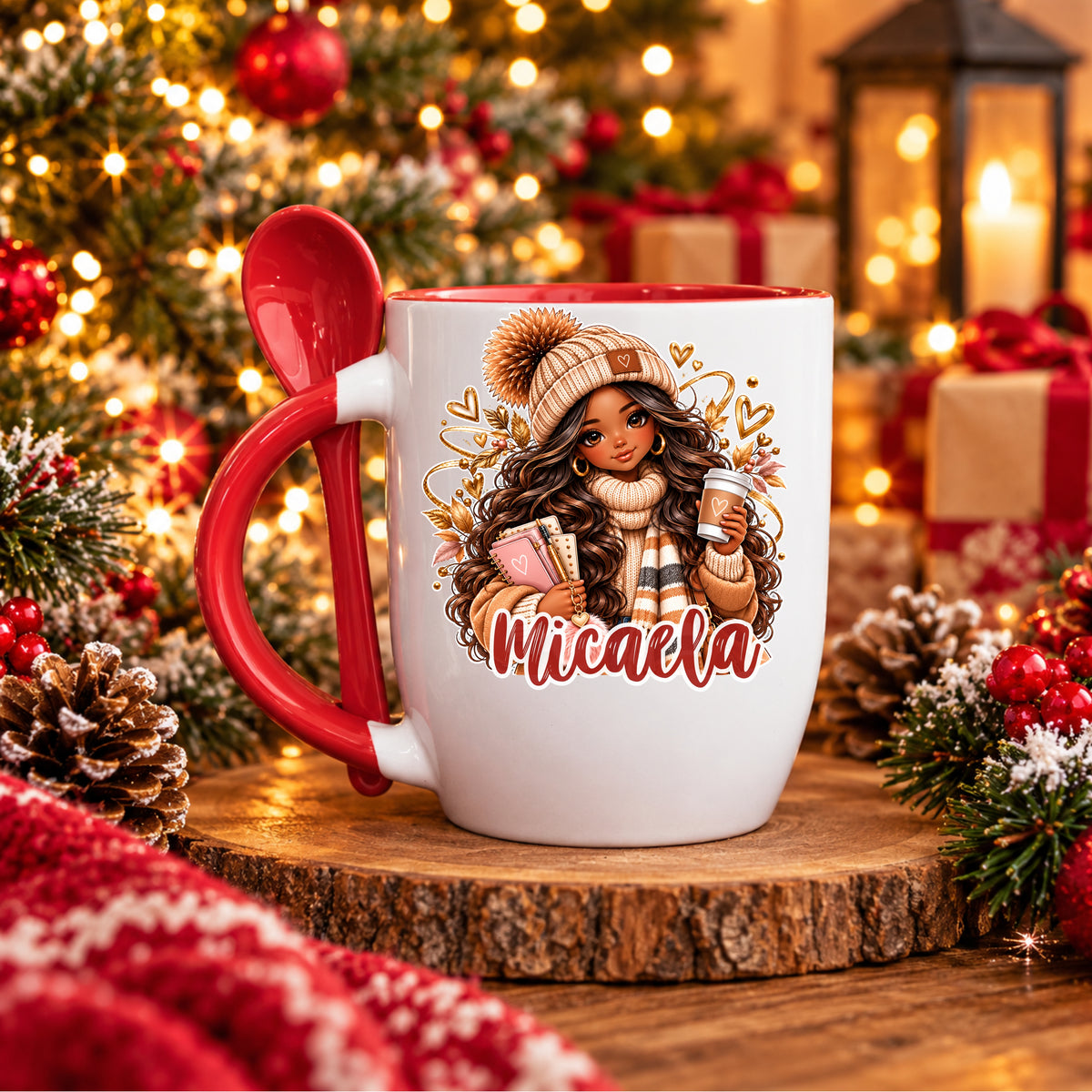 Caneca com Colher Personalizada '' Boho Chic ''