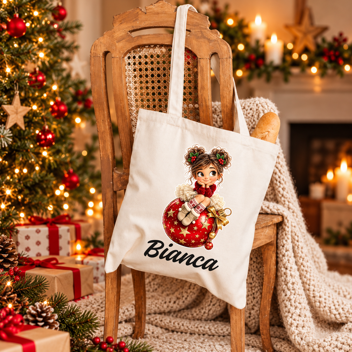 Tote Bag Personalizada '' Girl Christmas Magic''
