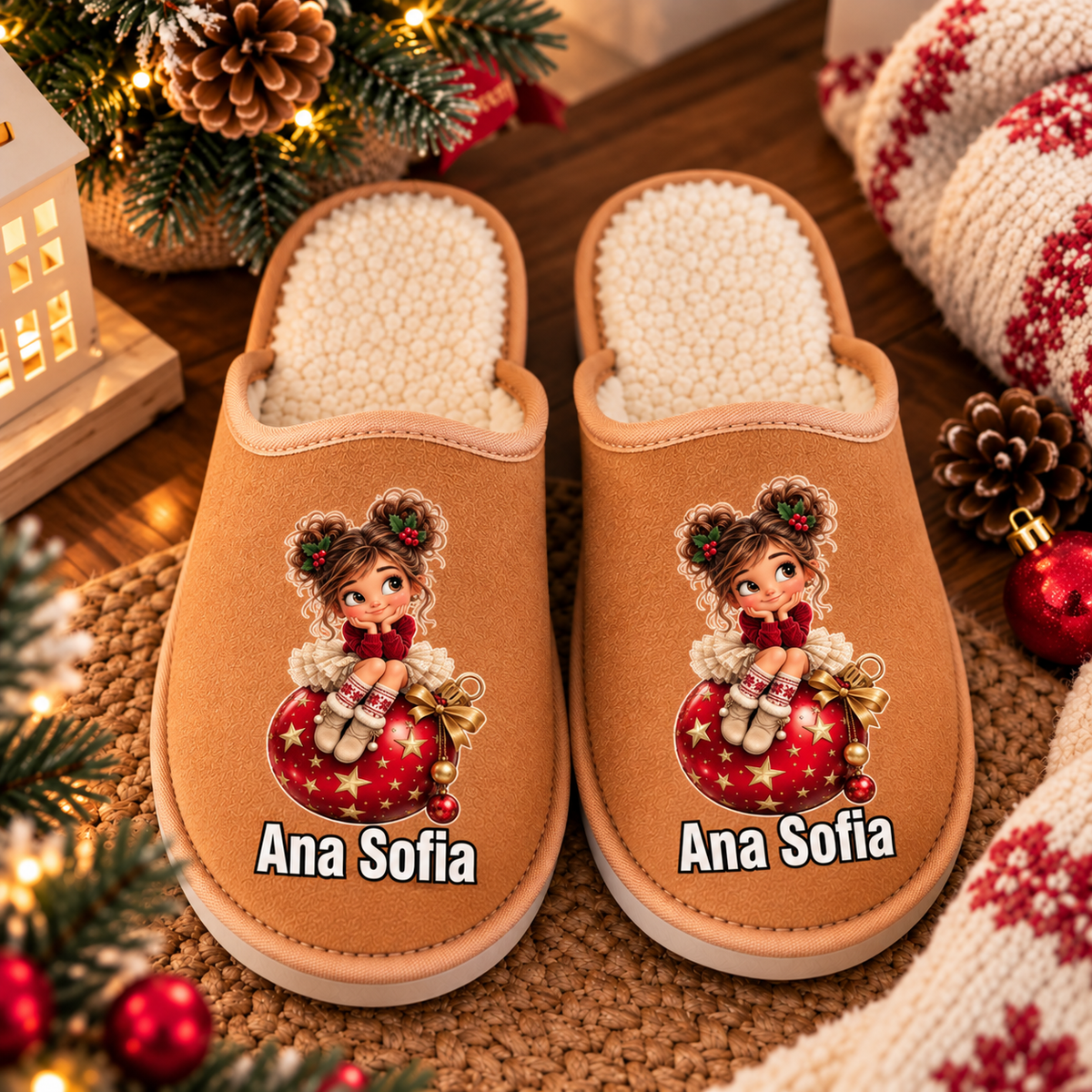 Chinelos Personalizados '' Girl Christmas Magic''