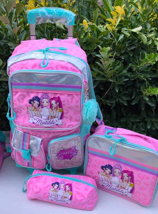 Conjunto Escolar Trolley Personalizado | Mochila + Lancheira + Estojo
