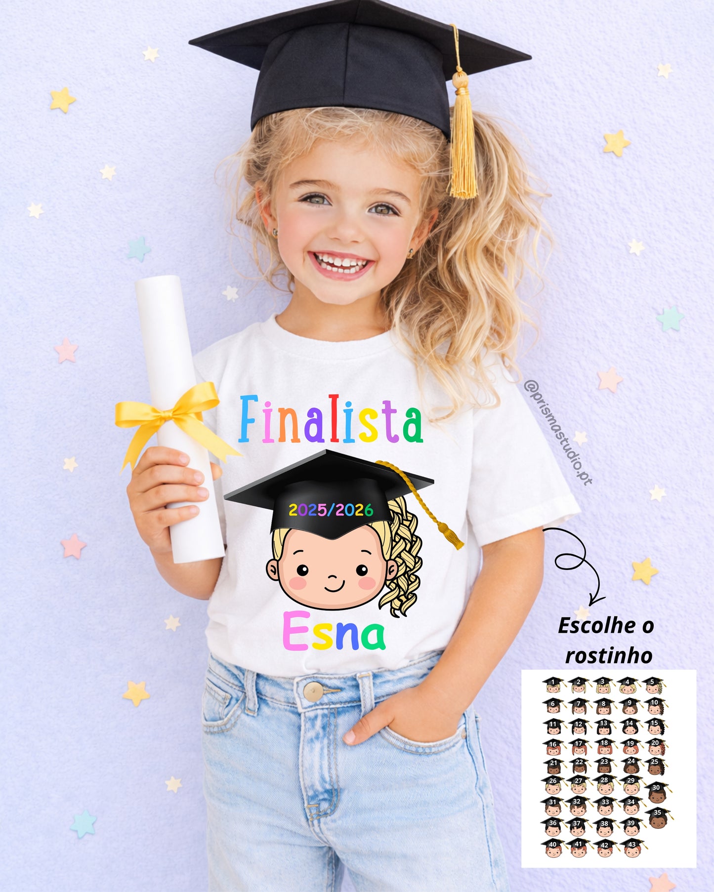 T-SHIRT FINALISTAS 2026 - MODELO CLÁSSICO COM ROSTINHO