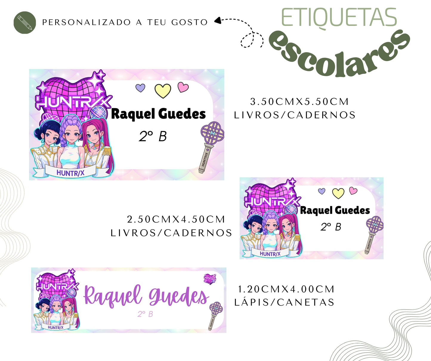 Etiquetas escolares personalizadas | Huntrix