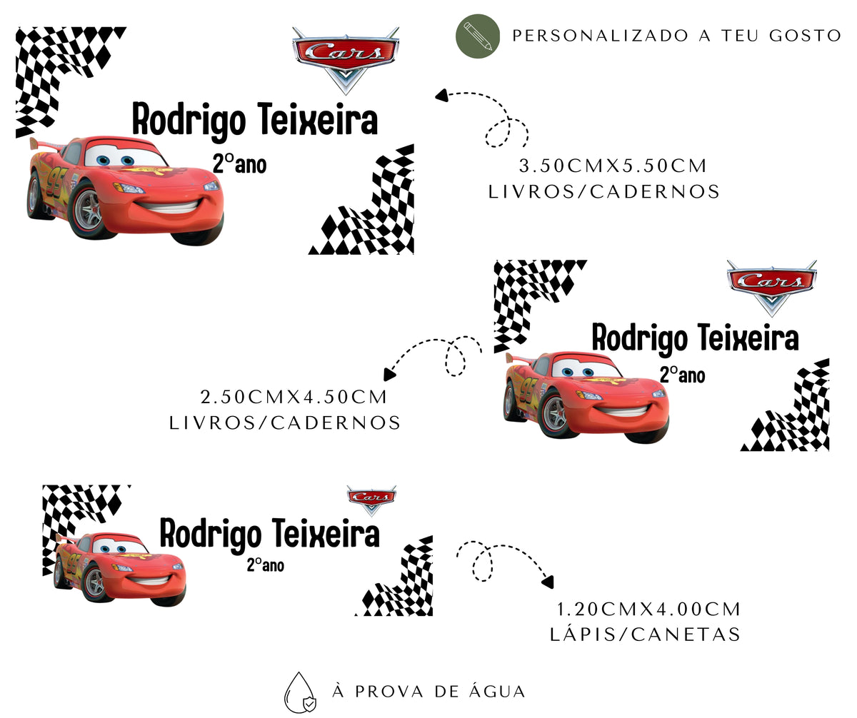 Etiquetas escolares personalizadas | Flash Mcqueen