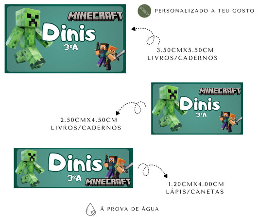 Etiquetas escolares personalizadas | Minecraft