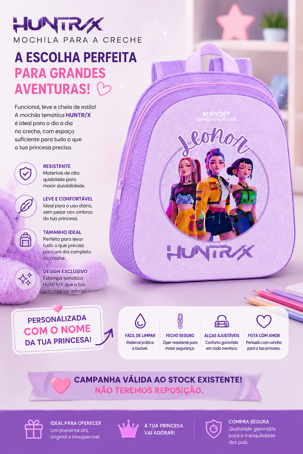 Mochila Creche | K-Pop Demon Hunters