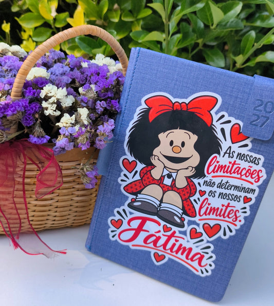 Agenda A5 2027 Personalizada | Frase Mafalda + Nome